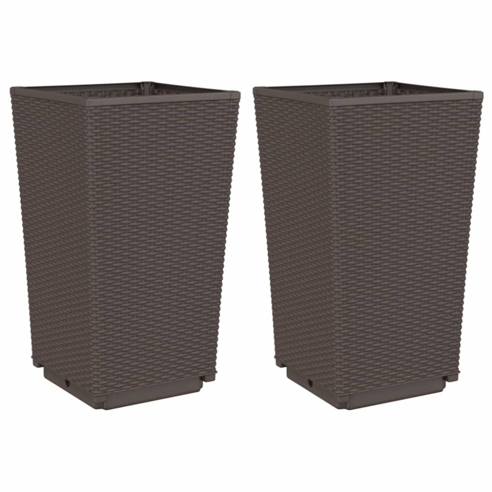 vidaXL Jardiniere de grădină, 2 buc., maro, 32,5x32,5x57 cm, PP