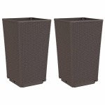 vidaXL Jardiniere de grădină, 2 buc., maro, 32,5x32,5x57 cm, PP vidaXL Jardiniere de grădină, 2 buc., maro, 32,5x32,5x57 cm, PP