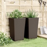 vidaXL Jardiniere de grădină, 2 buc., maro, 32,5x32,5x57 cm, PP vidaXL Jardiniere de grădină, 2 buc., maro, 32,5x32,5x57 cm, PP