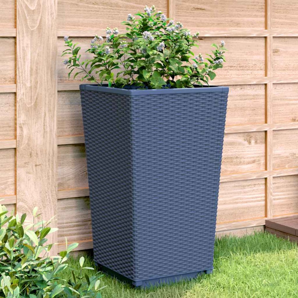 vidaXL Jardiniere de grădină, 4 buc., albastru gri, 32,5x32,5x57 cm, PP