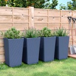 vidaXL Jardiniere de grădină, 4 buc., albastru gri, 32,5x32,5x57 cm, PP