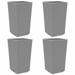 vidaXL Jardiniere de grădină, 4 buc., gri deschis, 32,5x32,5x57 cm, PP