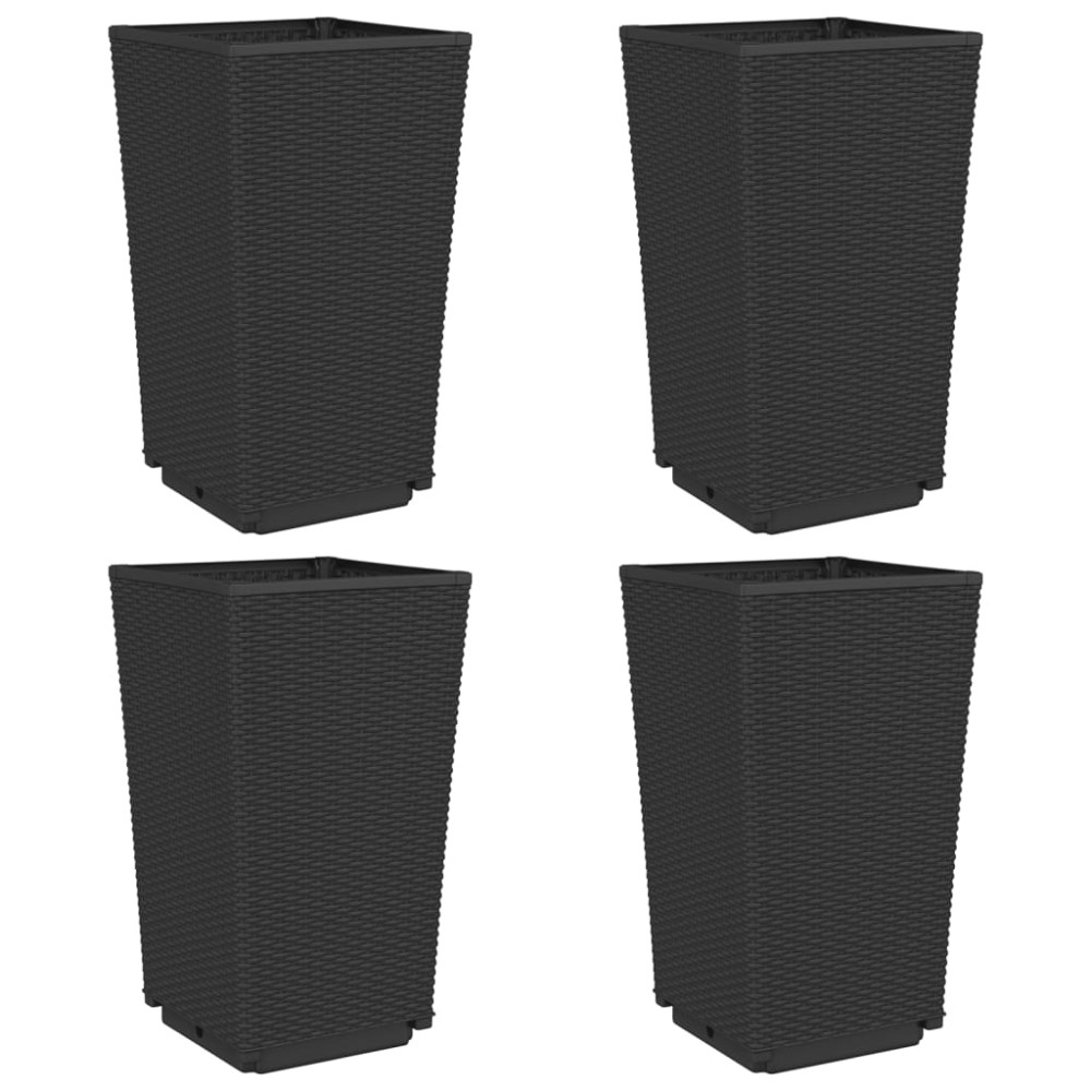 vidaXL Jardiniere de grădină, 4 buc., negru, 32,5x32,5x57 cm, PP