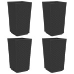 vidaXL Jardiniere de grădină, 4 buc., negru, 32,5x32,5x57 cm, PP