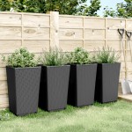 vidaXL Jardiniere de grădină, 4 buc., negru, 32,5x32,5x57 cm, PP