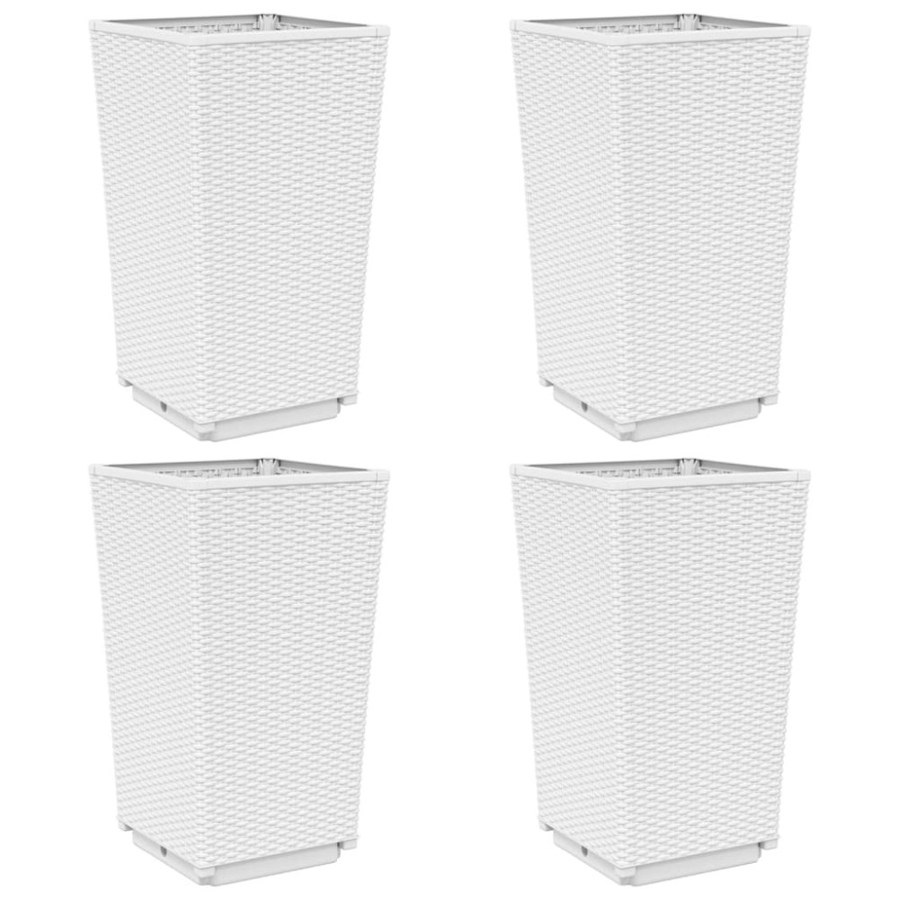 vidaXL Jardiniere de grădină, 4 buc., alb, 32,5x32,5x57 cm, PP