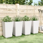 vidaXL Jardiniere de grădină, 4 buc., alb, 32,5x32,5x57 cm, PP vidaXL Jardiniere de grădină, 4 buc., alb, 32,5x32,5x57 cm, PP