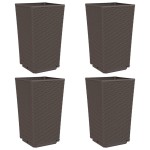 vidaXL Jardiniere de grădină, 4 buc., maro, 32,5x32,5x57 cm, PP
