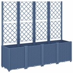 vidaXL Jardinieră de grădină cu spalier, albastru gri, 160x40x140 cm, PP