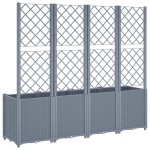 vidaXL Jardinieră de grădină cu spalier, albastru gri, 160x40x140 cm, PP
