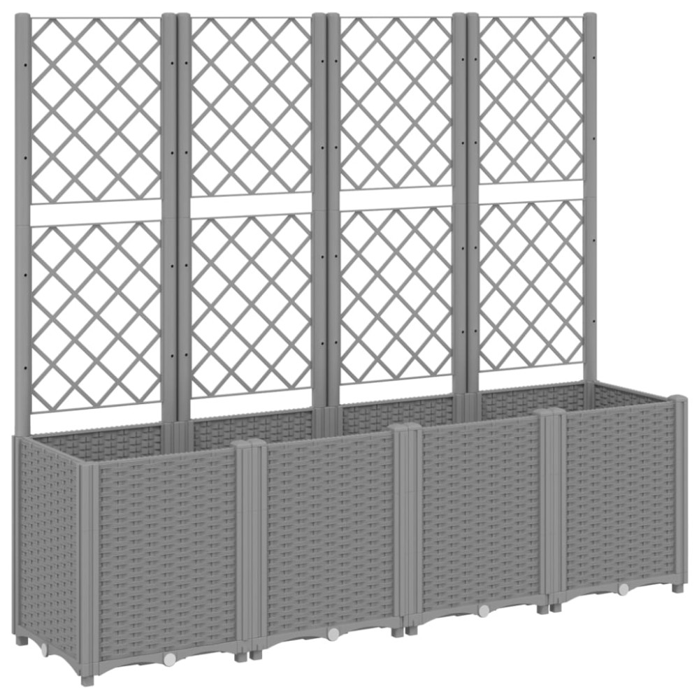 vidaXL Jardinieră de grădină cu spalier gri deschis 160x40x140 cm PP