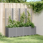 vidaXL Jardinieră de grădină cu spalier gri deschis 160x40x140 cm PP vidaXL Jardinieră de grădină cu spalier gri deschis 160x40x140 cm PP