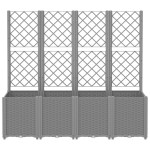 vidaXL Jardinieră de grădină cu spalier gri deschis 160x40x140 cm PP vidaXL Jardinieră de grădină cu spalier gri deschis 160x40x140 cm PP