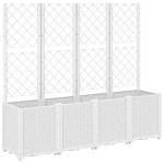 vidaXL Jardinieră de grădină cu spalier, alb, 160x40x140 cm PP vidaXL Jardinieră de grădină cu spalier, alb, 160x40x140 cm PP