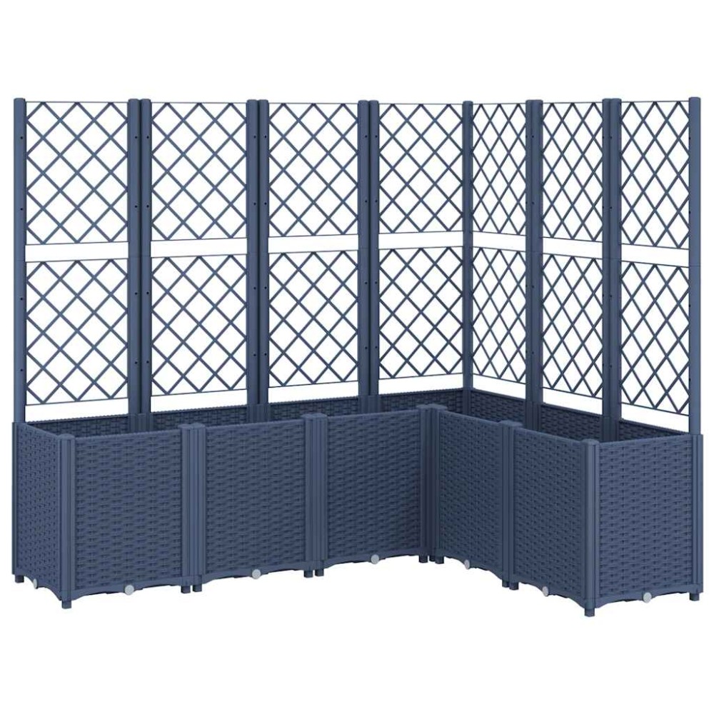 vidaXL Jardinieră de grădină cu spalier, albastru gri, 160x120x140 cm, PP