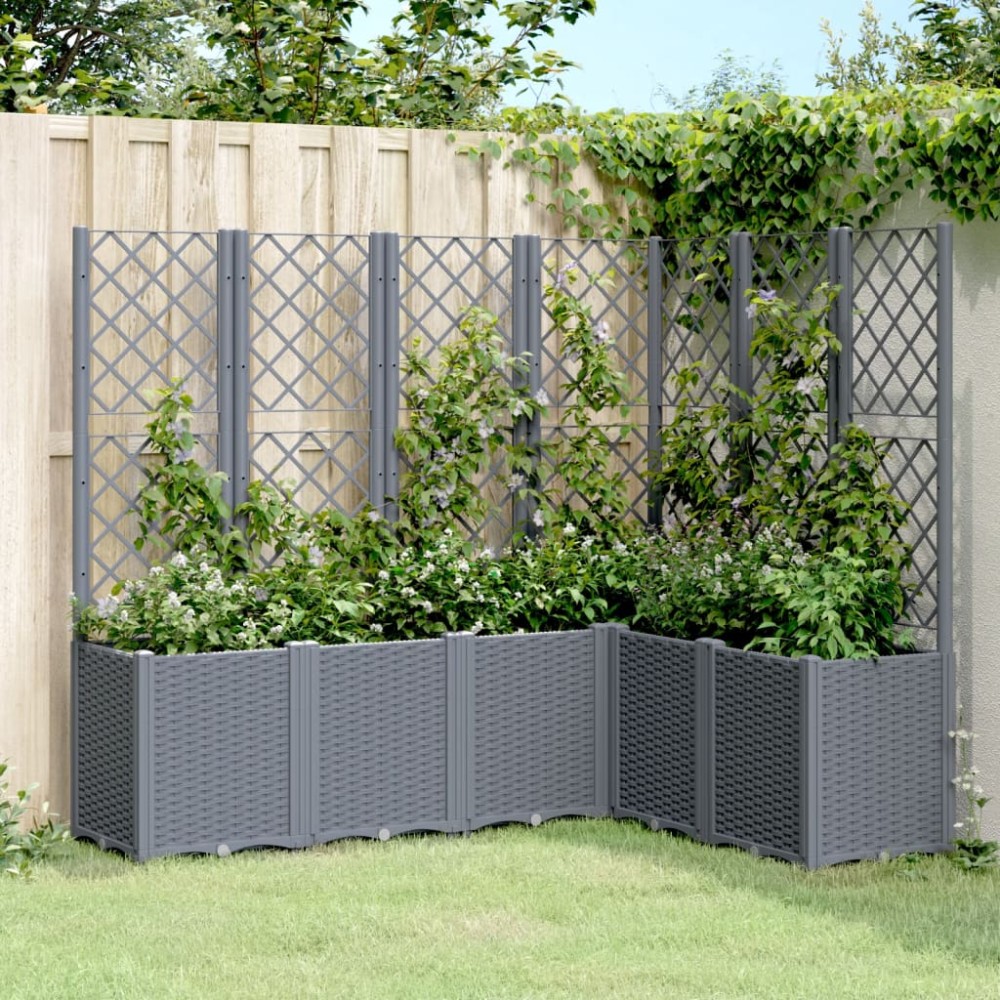 vidaXL Jardinieră de grădină cu spalier, albastru gri, 160x120x140 cm, PP
