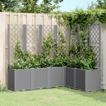 vidaXL Jardinieră de grădină cu spalier gri deschis 160x120x140 cm PP vidaXL Jardinieră de grădină cu spalier gri deschis 160x120x140 cm PP