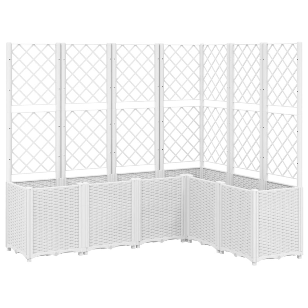 vidaXL Jardinieră de grădină cu spalier, alb, 160x120x140 cm PP