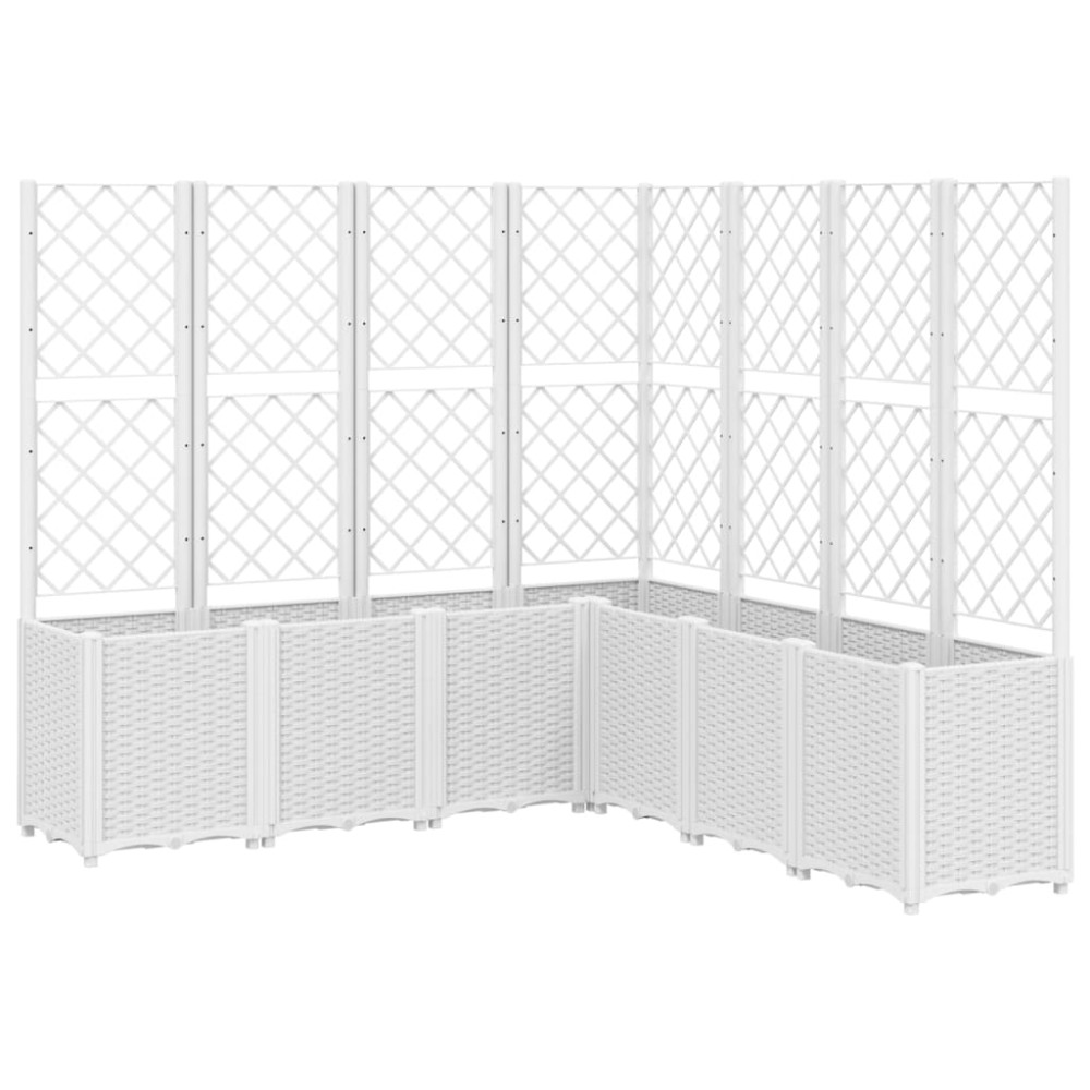 vidaXL Jardinieră de grădină cu spalier, alb, 160x160x140 cm PP