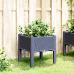 vidaXL Jardinieră de grădină cu picioare, albastru gri, 40x40x42 cm, PP