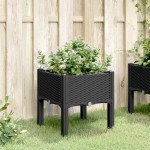 vidaXL Jardinieră de grădină cu picioare, negru, 40x40x42 cm, PP