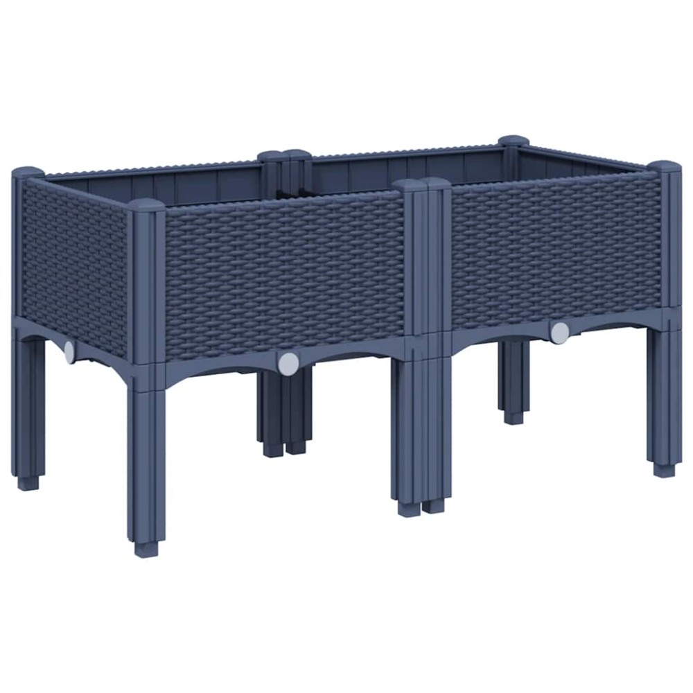 vidaXL Jardinieră de grădină cu picioare, albastru gri, 80x40x42 cm, PP