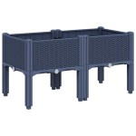 vidaXL Jardinieră de grădină cu picioare, albastru gri, 80x40x42 cm, PP