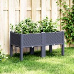 vidaXL Jardinieră de grădină cu picioare, albastru gri, 80x40x42 cm, PP