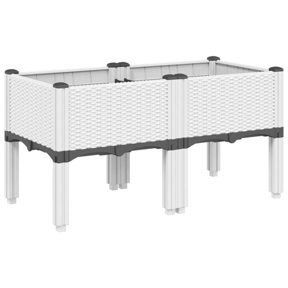 vidaXL Jardinieră de grădină cu picioare, alb, 80x40x42 cm, PP