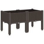 vidaXL Jardinieră de grădină cu picioare, maro, 80x40x42 cm, PP
