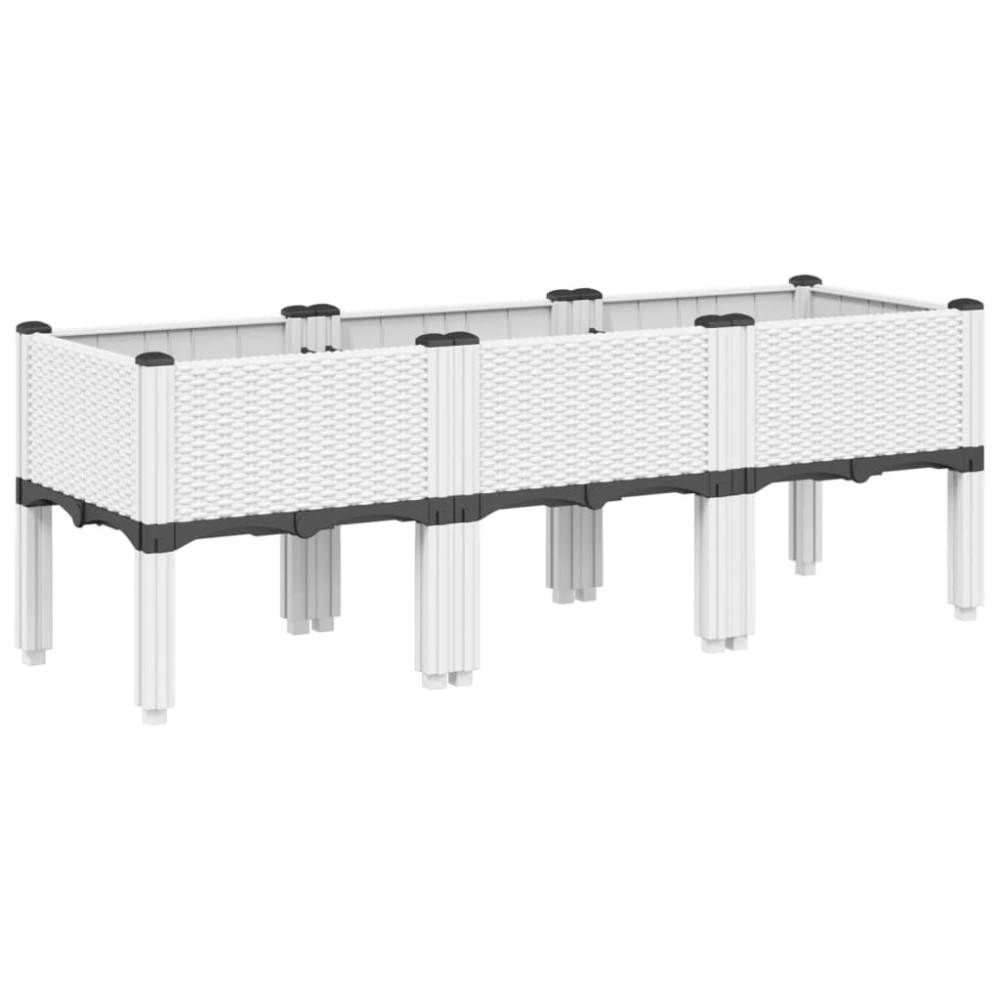 vidaXL Jardinieră de grădină cu picioare, alb, 120x40x42 cm, PP