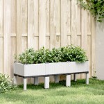 vidaXL Jardinieră de grădină cu picioare, alb, 120x40x42 cm, PP