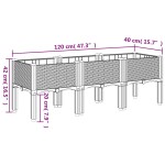 vidaXL Jardinieră de grădină cu picioare, maro, 120x40x42 cm, PP