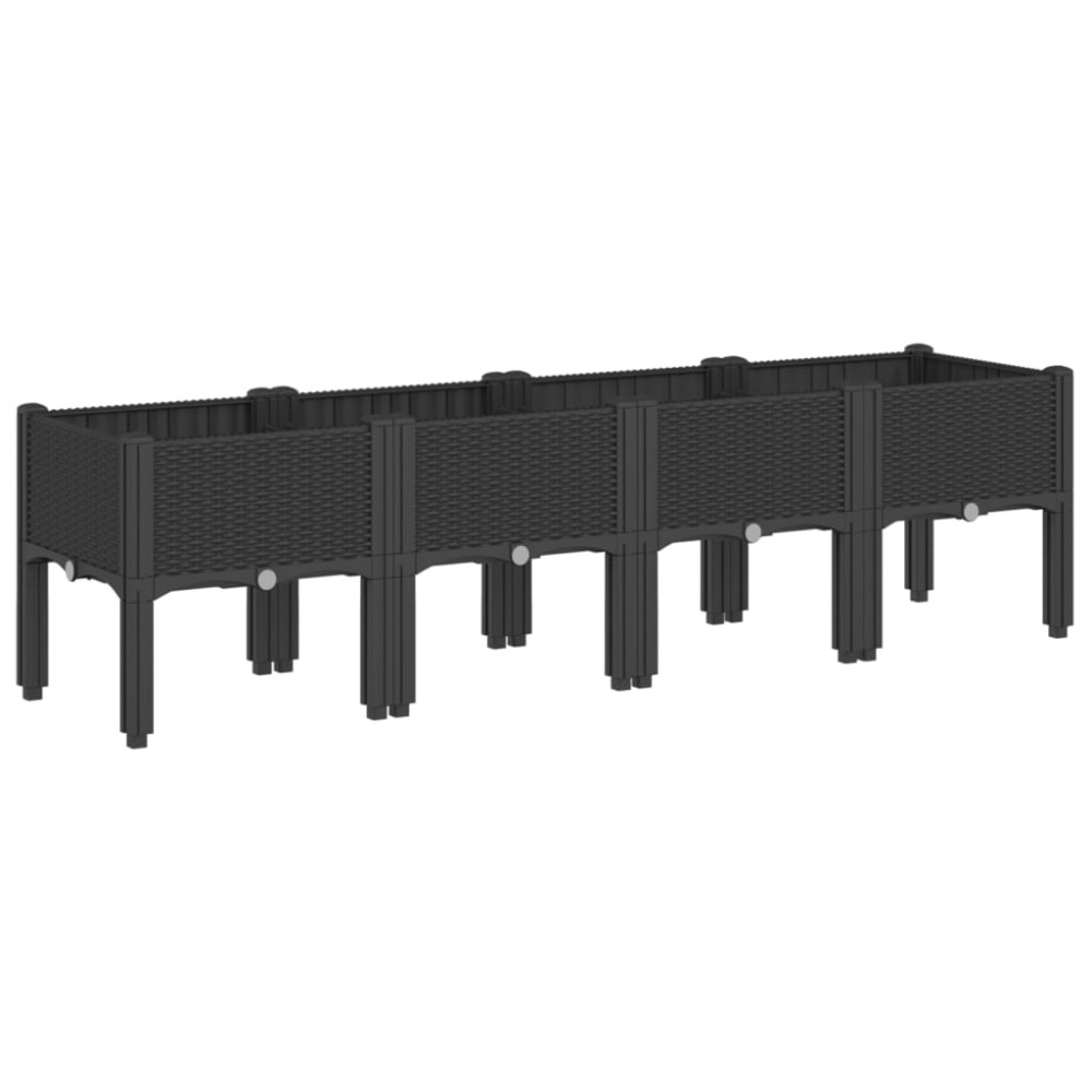vidaXL Jardinieră de grădină cu picioare, negru, 160x40x42 cm, PP