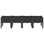 vidaXL Jardinieră de grădină cu picioare, negru, 160x40x42 cm, PP