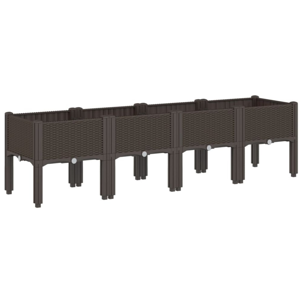 vidaXL Jardinieră de grădină cu picioare, maro, 160x40x42 cm, PP