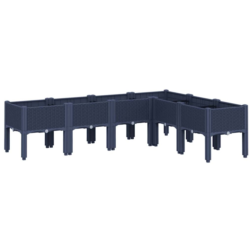 vidaXL Jardinieră de grădină cu picioare, albastru gri, 160x120x42 cm, PP