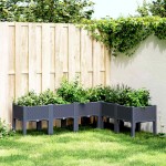 vidaXL Jardinieră de grădină cu picioare, albastru gri, 160x120x42 cm, PP
