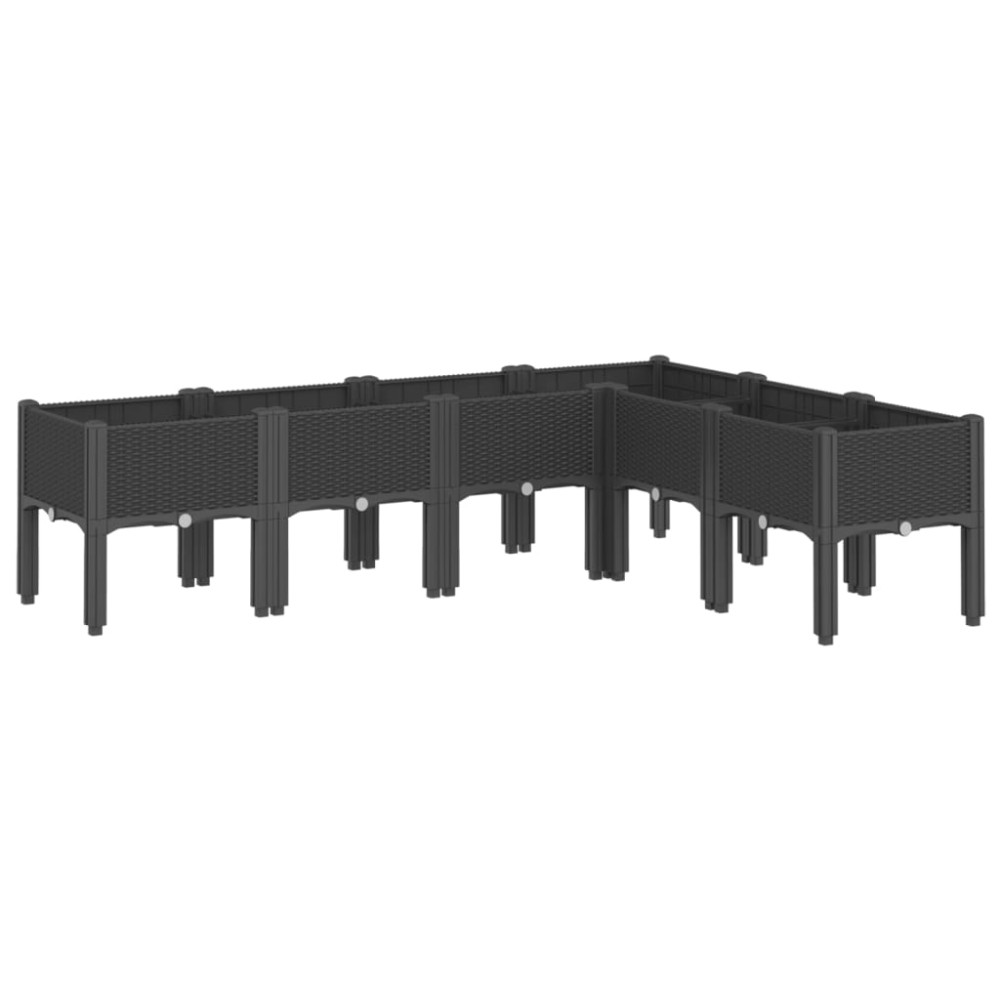 vidaXL Jardinieră de grădină cu picioare, negru, 160x120x42 cm, PP