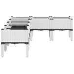 vidaXL Jardinieră de grădină cu picioare, alb, 160x120x42 cm, PP