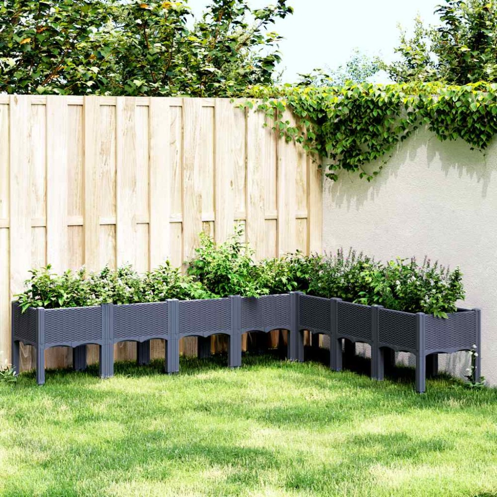 vidaXL Jardinieră de grădină cu picioare, albastru gri, 200x160x42 cm, PP