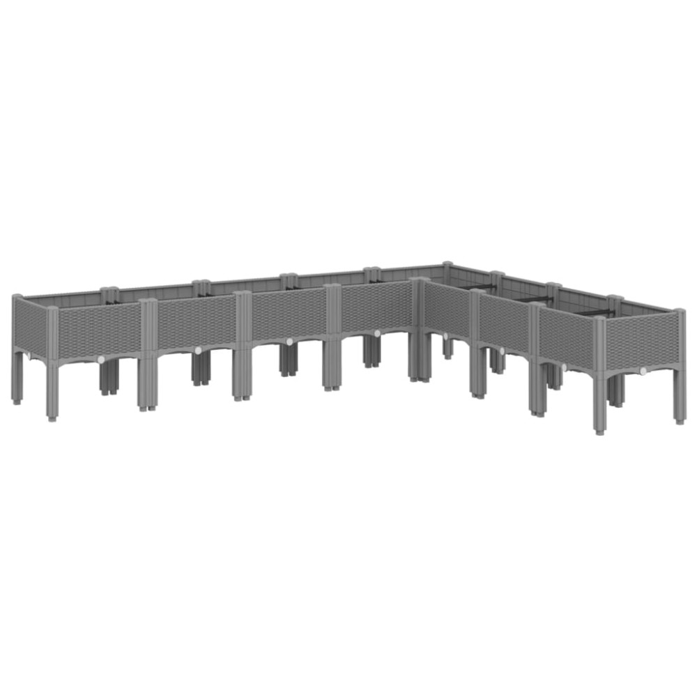 vidaXL Jardinieră de grădină cu picioare gri deschis 200x160x42 cm, PP