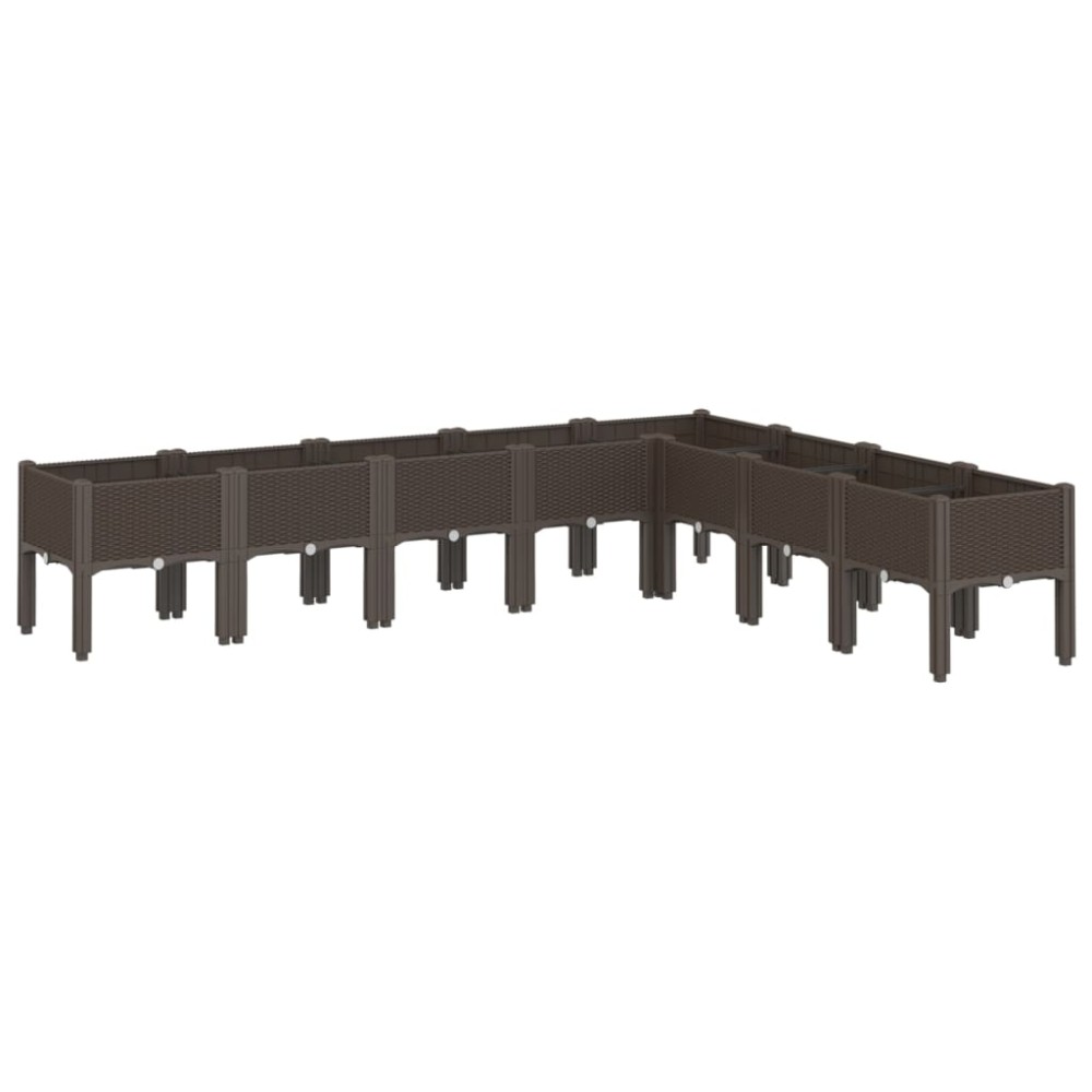 vidaXL Jardinieră de grădină cu picioare, maro, 200x160x42 cm, PP