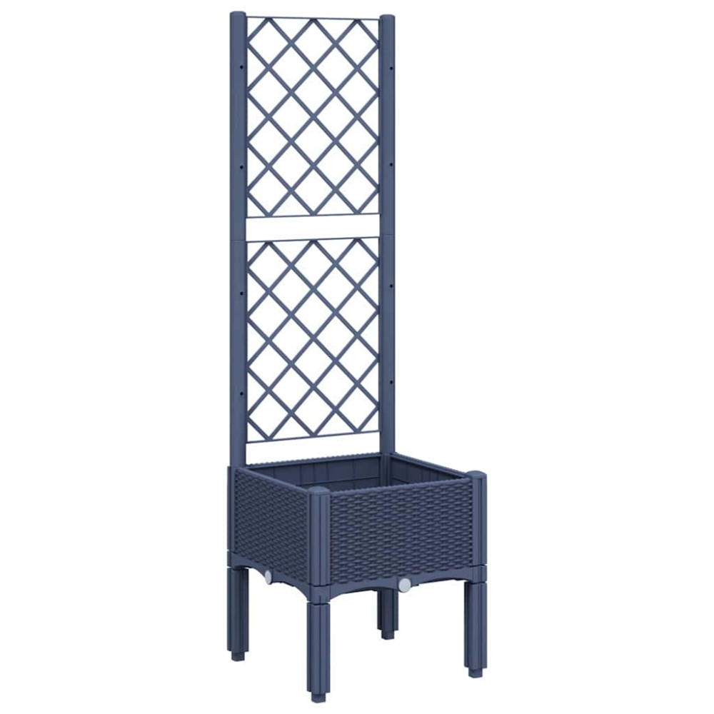 vidaXL Jardinieră de grădină cu spalier, albastru gri, 40x40x142 cm, PP
