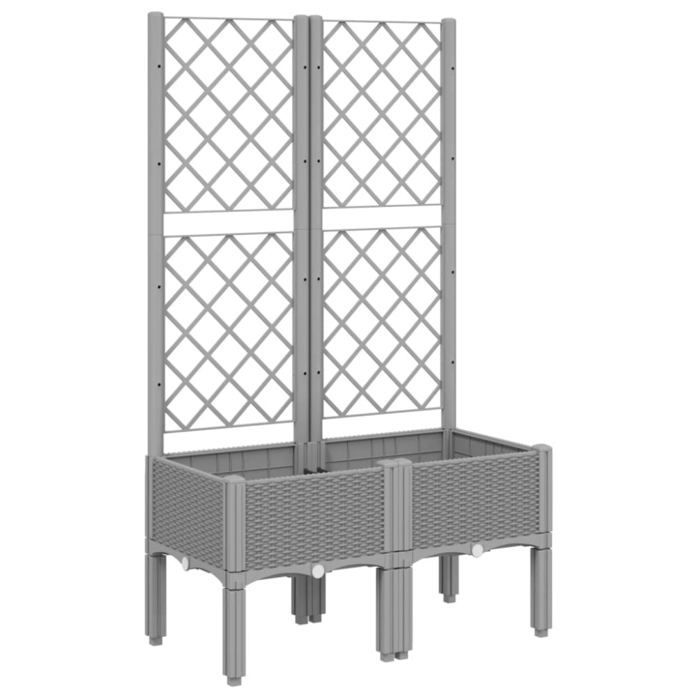 vidaXL Jardinieră de grădină cu spalier, gri deschis, 80x40x142 cm, PP