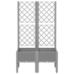 vidaXL Jardinieră de grădină cu spalier, gri deschis, 80x40x142 cm, PP