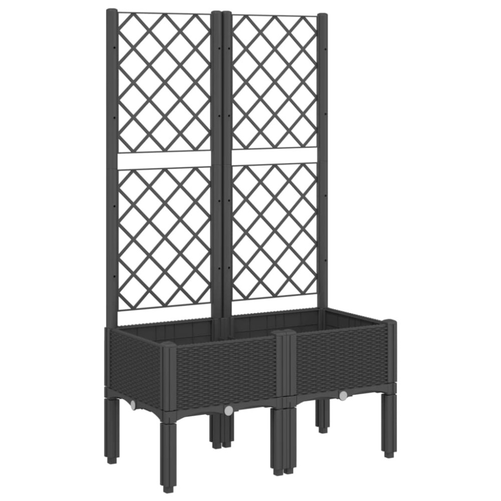 vidaXL Jardinieră de grădină cu spalier, negru, 80x40x142 cm, PP