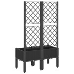 vidaXL Jardinieră de grădină cu spalier, negru, 80x40x142 cm, PP