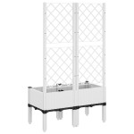 vidaXL Jardinieră de grădină cu spalier, alb, 80x40x142 cm, PP