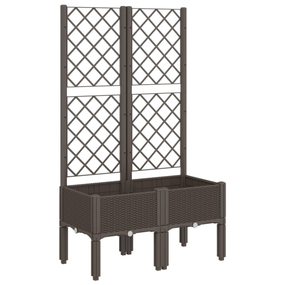 vidaXL Jardinieră de grădină cu spalier, maro, 80x40x142 cm, PP